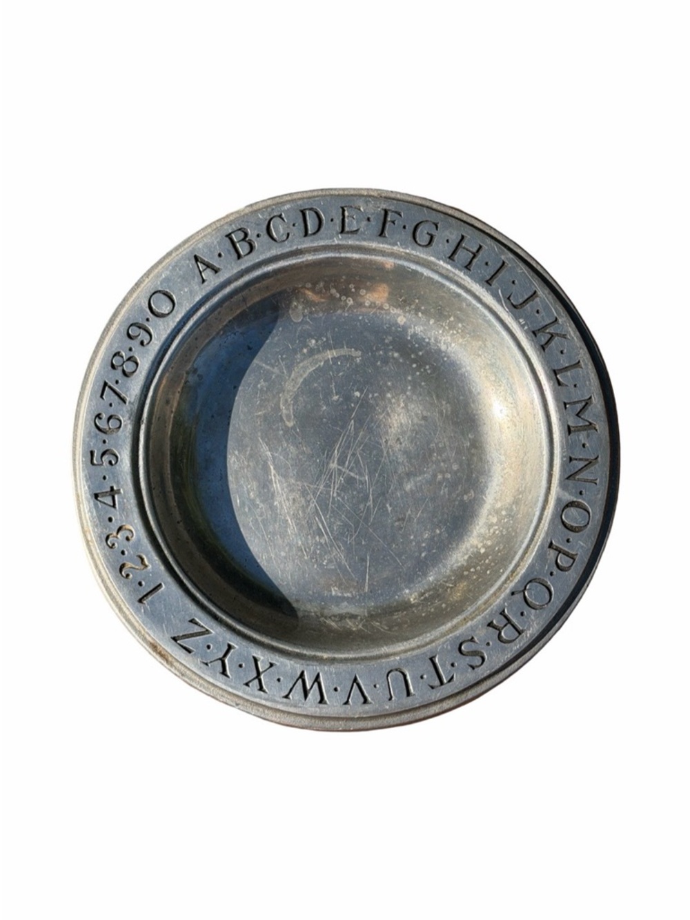 Wilton Armetale RWP pewter child's alphabet and numbers plate Vintage